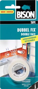 Bison dubbelzijdige plakband voor binnen, verwijderbaar, ft 19 mm x 1,5 m, transparant