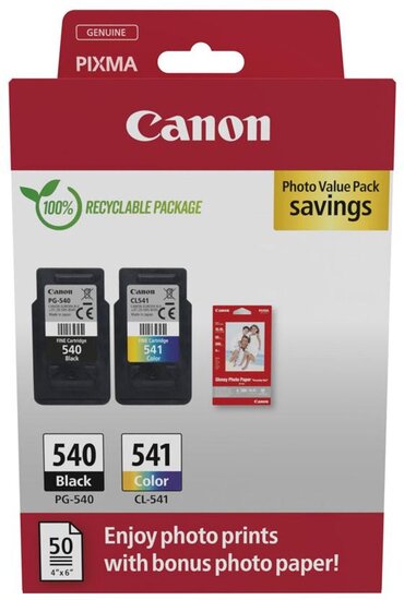 Canon inktcartridge PG-540 + CL-541, 180 pagina&#039;s, OEM 5225B013, 4 kleuren