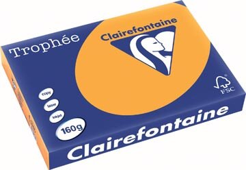 Clairefontaine Trophée Pastel, gekleurd papier, A3, 160 g, 250 vel, oranje