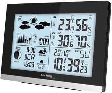 Technoline klok met weerstation WS 6762, digitaal, radiogestuurd, ft 15,8 x 4 x 11,3 cm