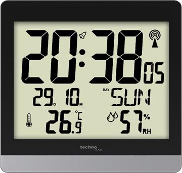 Technoline klok WS 8014, digitaal, radiogestuurd, ft 20 x 2,9 x 18,9 cm