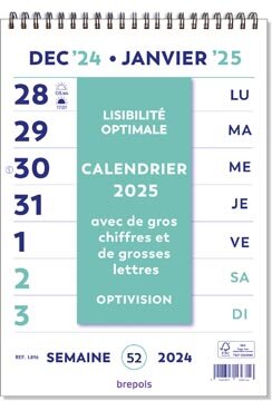 Brepols Optivision Wand-week kalender, Franstalig, 2026