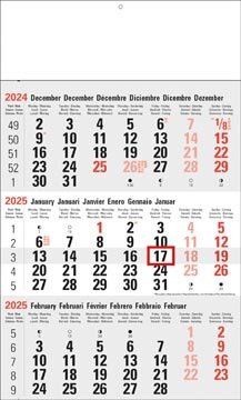 3-maandkalender Classic grijs, 2026