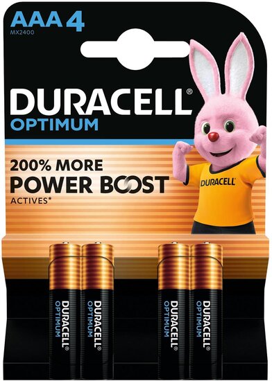 Duracell batterij Optimum AAA, blister van 4 stuks