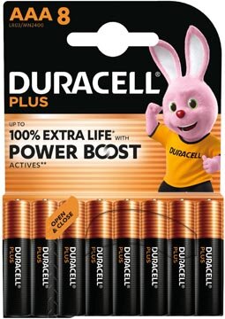 Duracell batterij Plus 100% AAA, blister van 8 stuks