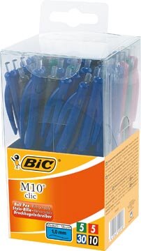 Bic balpen M10 Clic, doos met 50 stuks in geassorteerde kleuren