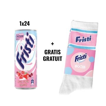 ACTIE FRISTI: 1 x Fristi Rood Fruit, 25 cl, 24 stuks (ref. V14515) + GRATIS 1 x paar sokken