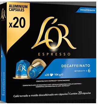 Douwe Egberts L&#039;Or Intensity koffiecapsules, Decaffe&iuml;nato, pak van 20 stuks