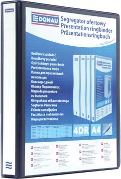 DONAU ringmap, PP, 4 ringen, 25 mm, zwart