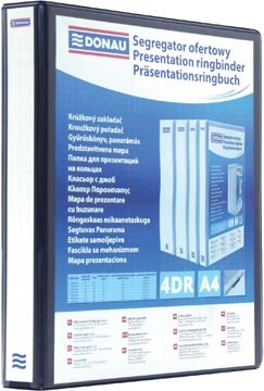 DONAU ringmap, PP, 4 ringen, 30 mm, zwart