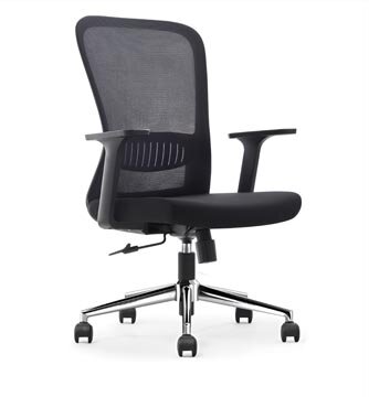 ergonomische bureaustoel, aluminium voetkruis, zwart, pak van 2 stoelen