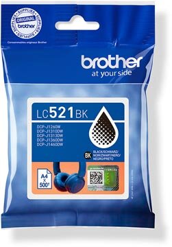 Brother inktcartridge, 500 pagina&#039;s, OEM LC-521BK, zwart
