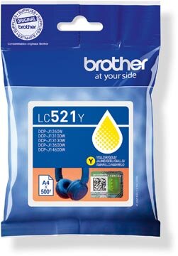 Brother inktcartridge, 500 pagina&#039;s, OEM LC-521Y, geel