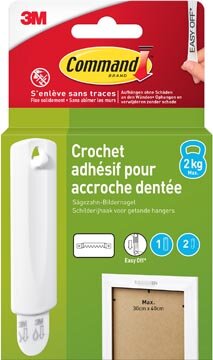 Command fotolijststrip voor haak met zaagtanden, draagvermogen 2 kg, wit, blisterverpakking