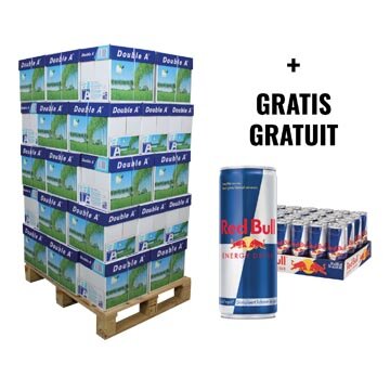 ACTIE DOUBLE A: 1 x pallet Premium printpapier A4, 80 g + GRATIS 1 x Red Bull regular, 24 x 25 cl