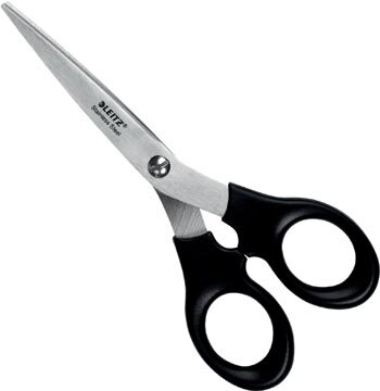 Leitz schaar, 16,5 cm, RVS, zwart, op blister