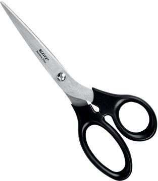 Leitz schaar, 18,5 cm, RVS, zwart, op blister