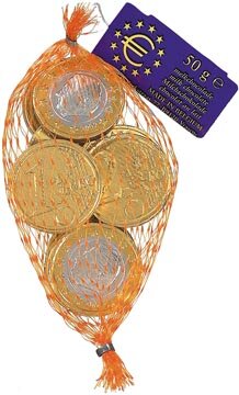 Hamlet chocolade euromunten Sinterklaas, melk, netje van 50 g