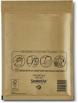 Mail Lite luchtkussenenveloppen, goud, D/1, 180 x 260 mm, doos van 200 stuks