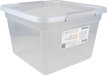 DONAU Home opbergdoos, 32 liter, transparant