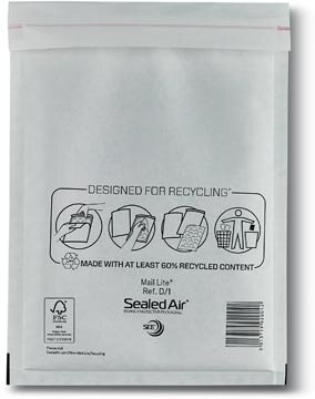 Mail Lite luchtkussenenveloppen, wit, D/1, 180 x 260 mm, doos van 200 stuks