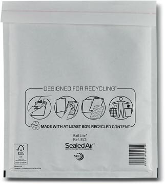 Mail Lite luchtkussenenveloppen, wit, E/2, 220 x 260 mm, doos van 200 stuks