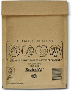 Mail Lite luchtkussenenveloppen, goud, C/0, 150 x 210 mm, doos van 200 stuks