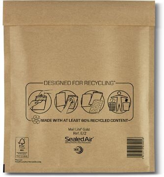 Mail Lite luchtkussenenveloppen, goud, E/2, 220 x 260 mm, doos van 200 stuks