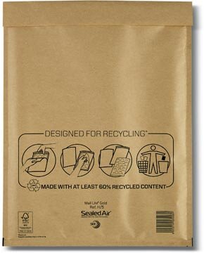 Mail Lite luchtkussenenveloppen, goud, H/5, 270 x 360 mm, doos van 100 stuks