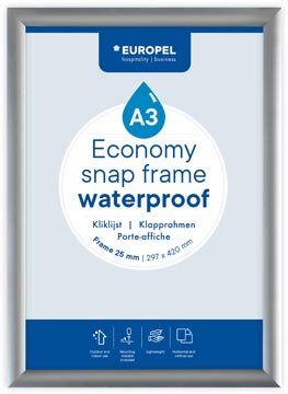 Europel clicklijst Economy, waterdicht, lijst 25 mm, ft A3, zilver