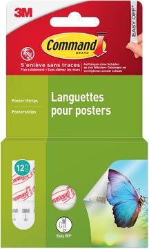 Command posterstrip, small, draagvermogen 225 gram, wit, blister van 12 stuks