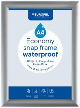 Europel clicklijst Economy, waterdicht, lijst 25 mm, ft A4, zilver
