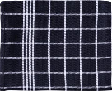 Handdoek Christelle, ft 50 x 70 cm, geruit, zwart, pak van 3 stuks