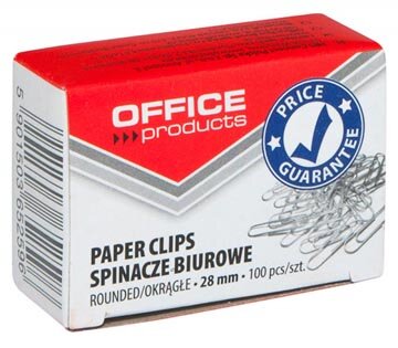 OFFICE products papierklemmen, 28 mm, gegalvaniseerd, doos van 100 stuks