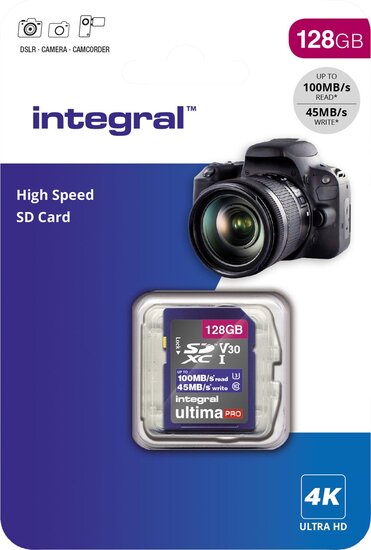 Integral geheugenkaart SDXC V30,  128 GB