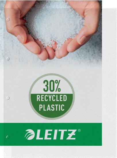 Leitz Premium Showtas A4 geopend, boven en links, 30% gerecycleerd plastic