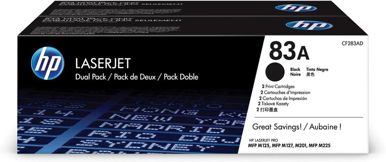 HP toner 83A, 1 500 pagina's, OEM CF283AD, zwart, duopack