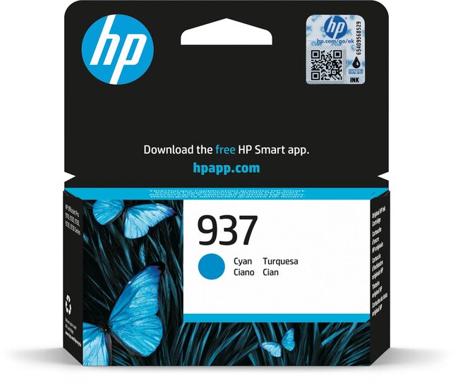 HP inktcartridge 937, 800 pagina's, OEM 4S6W2NE, cyaan