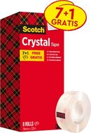 Scotch plakband Crysal Tape, ft 19 mm x 33m, 1 x value pack met 8 rollen waarvan 1 gratis