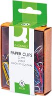 Q-CONNECT papierklemmen, 32 mm, doos van 75 stuks, ophangbaar, geassorteerde kleuren.