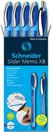 Schneider balpen Slider Memo XB blauw, 4 stuks + 1 Rave GRATIS