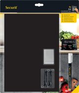 Securit krijtbord tags A4, dubbelzijdig, zwart, blister van 5 stuks