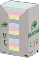 Post-it recycled notes Nature, 100 vel, ft 38 x 51 mm, pak van 24 blokken, geassorteerde kleuren