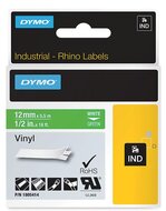 Dymo RHINO vinyltape 12 mm, wit op groen