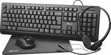 Trust Primo 4-in-1 Home Office Set met headset, toetsenbord (azerty), muis en muismat