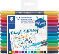 Staedtler brushpen Brush letter duo, doos van 12 stuks in geassorteerde kleuren