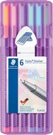 Staedtler fineliner Triplus, opstelbare box met 6 pastelkleuren