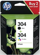 HP inktcartridge 304, 100-120 pagina&#039;s, OEM 3JB05AE, 1 x zwart en 1 x 3 kleuren