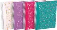 Oxford Floral hardcover spiraalschrift, ft A5, 60 vel, gelijnd, 3 geassorteerde designs