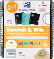 Oxford School collegeblok, ft A5+, gelijnd, 17-gaats, 80 vel, assorti, 2+1 gratis, Scratch &amp; Win